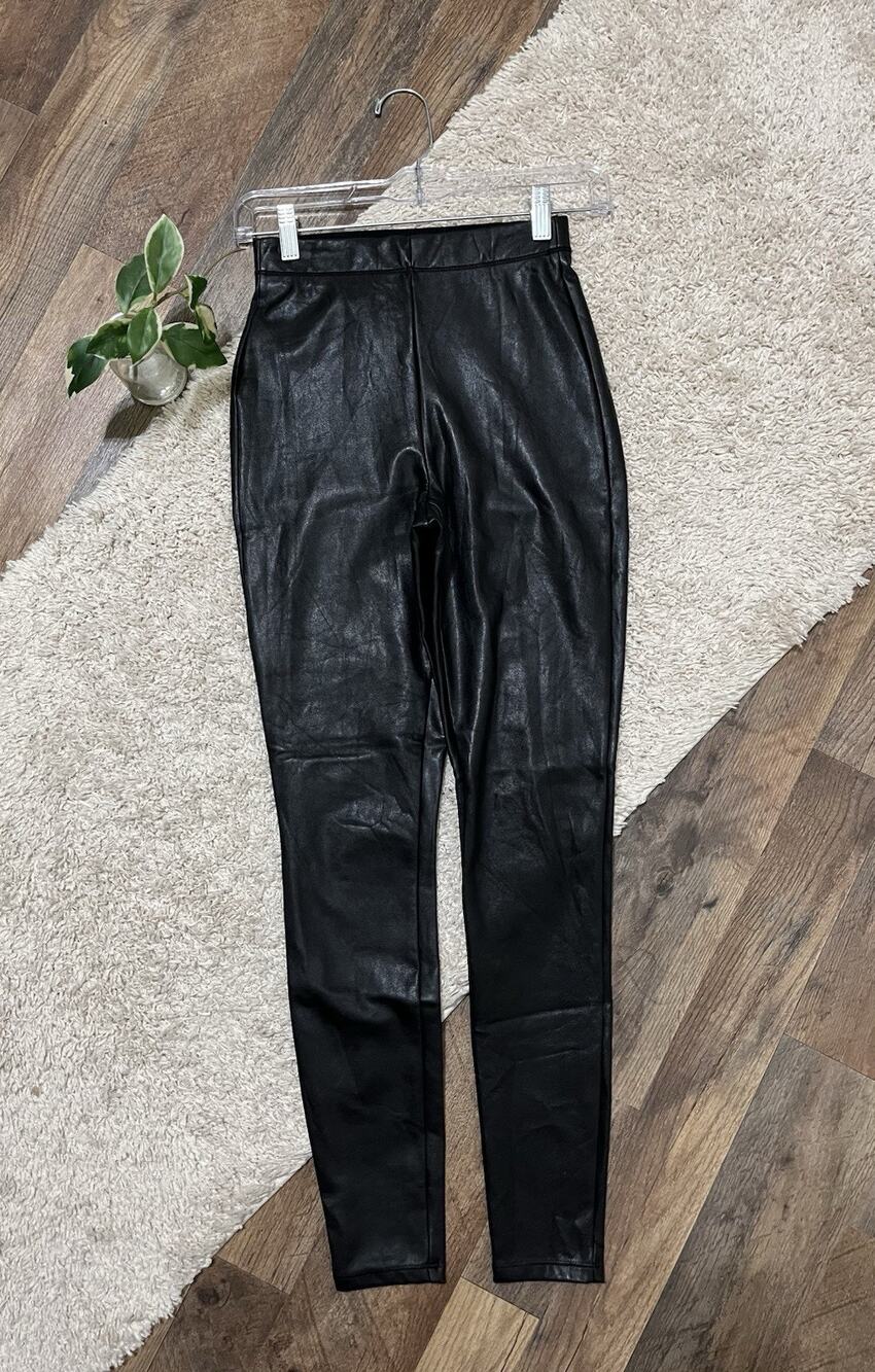 Express XS Black Faux Leather High-Rise Pull-On Lined Leggings Skinny Pants